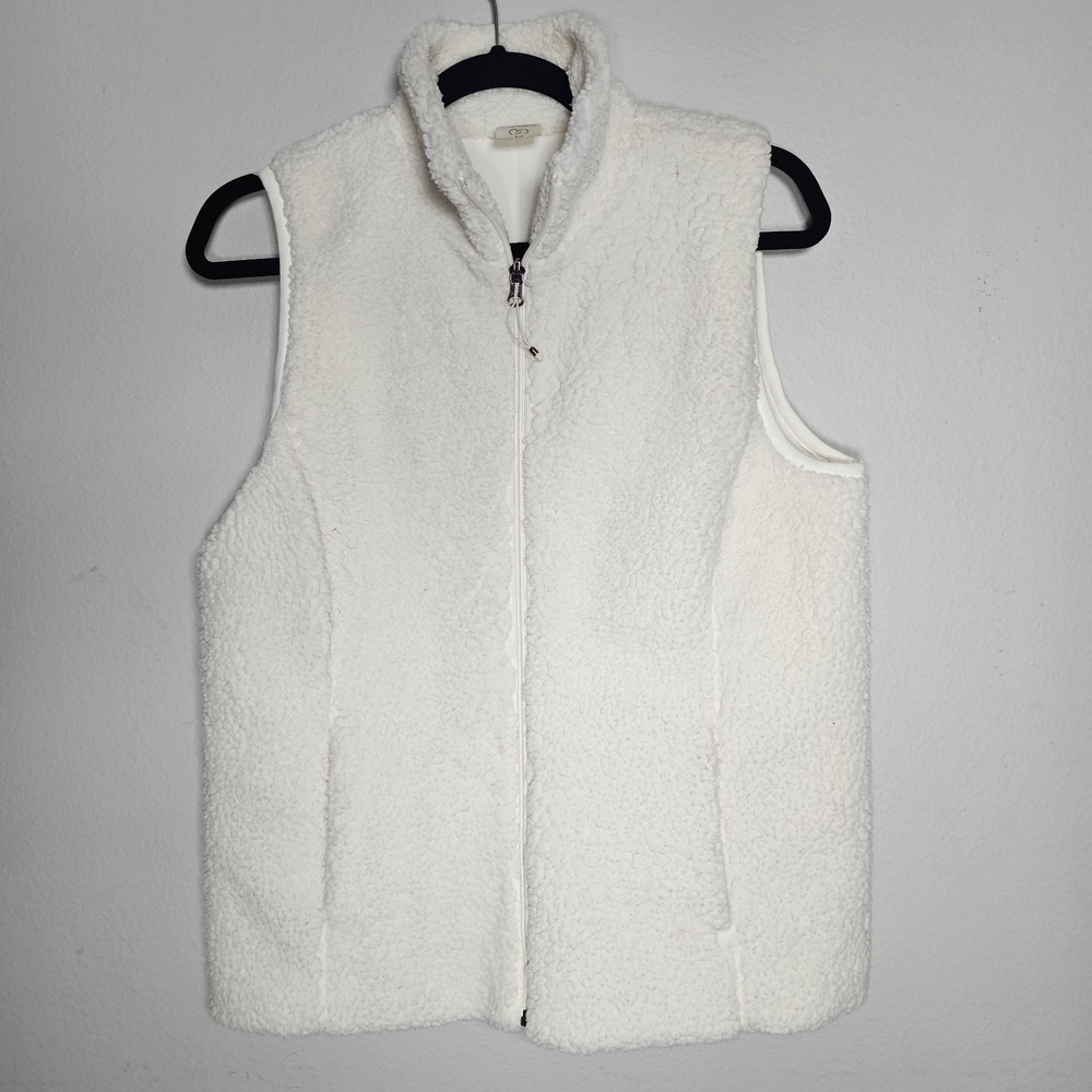 CALIA Carrie Underwood Womens Medium Cream Sherpa Vest Cozy Outdoors Fall Warm